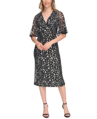 kensie - Women's Sequin Mesh Midi Dress