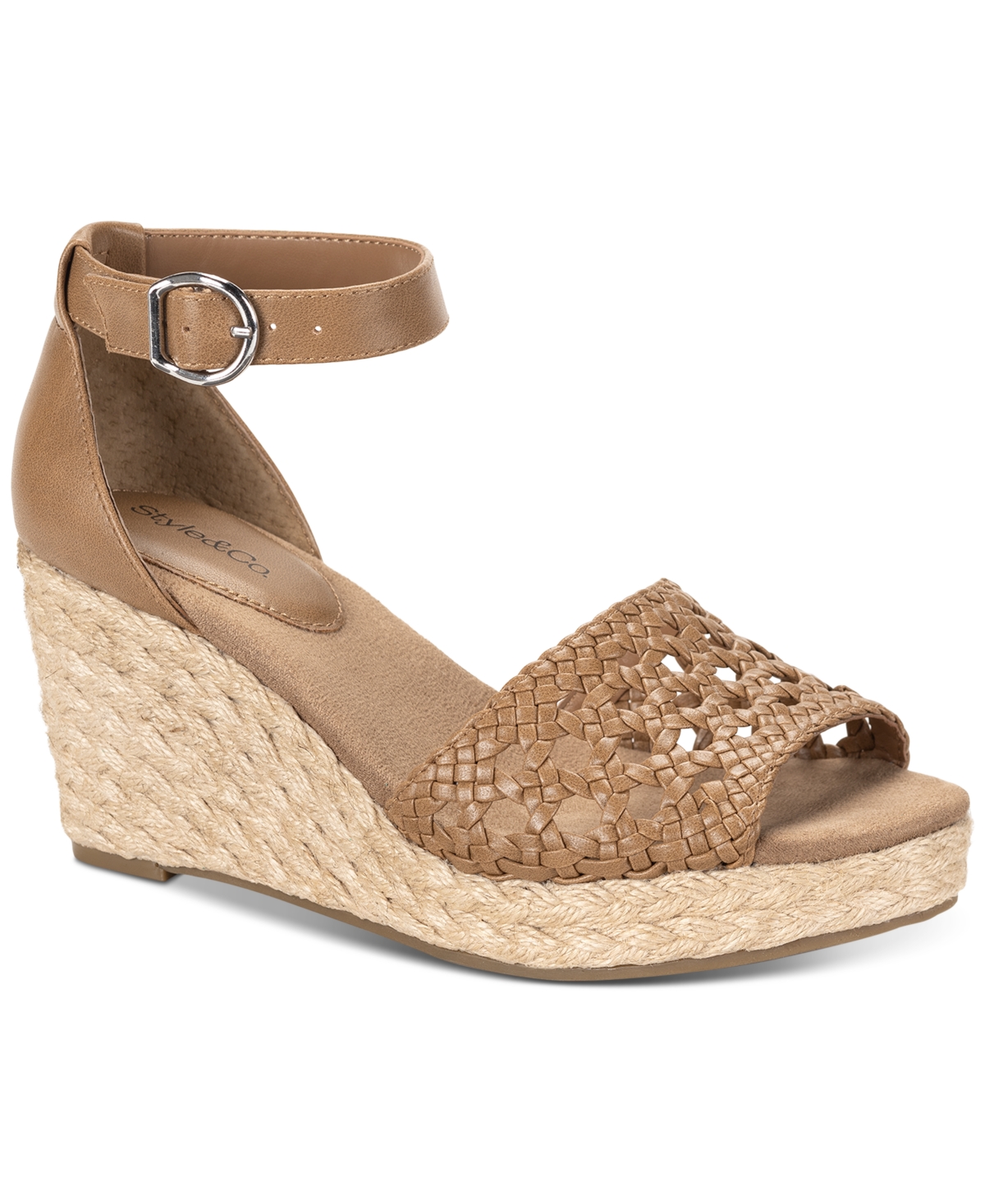 Style & Co Women's Sheryy Woven Espadrille Wedge Sandals, Created For Macy's In Tan