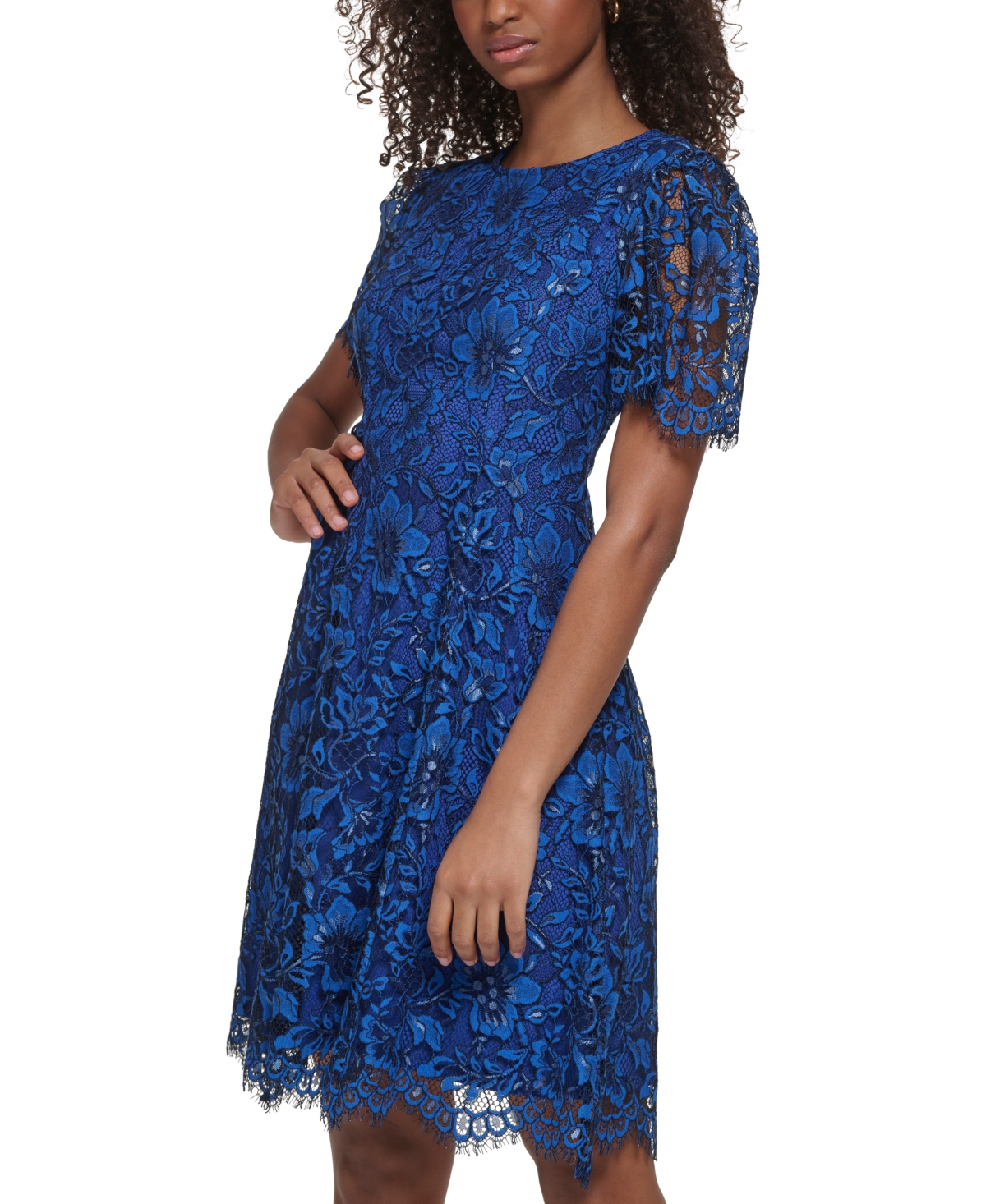 Jessica Howard Women's Flutter-sleeve Seamed Fit & Flare Dress In Royal Blue