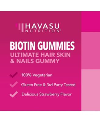 Biotin Gummies, Hair, Skin & Nail Supplement, Strawberry Flavor, 90ct