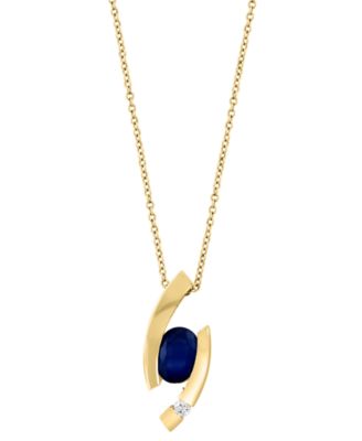 EFFY Collection - Sapphire (1-3/8 ct. t.w.) & Diamond (1/20 ct. t.w.) Asymmetric 18" Pendant Necklace in 14k Gold