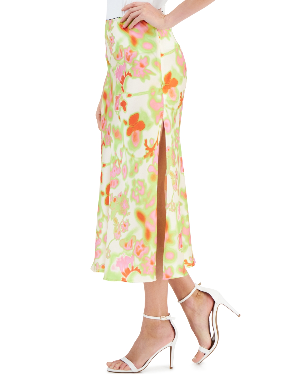 Hugo Women's Floral-Print Side-Slit Side-Zip Midi Skirt