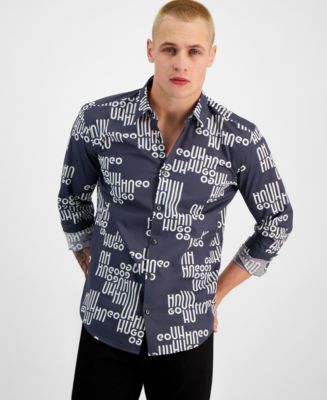HUGO by Hugo Boss Men's Slim-Fit Logo-Print Button-Down Shirt, Created for  Macy's - Macy's