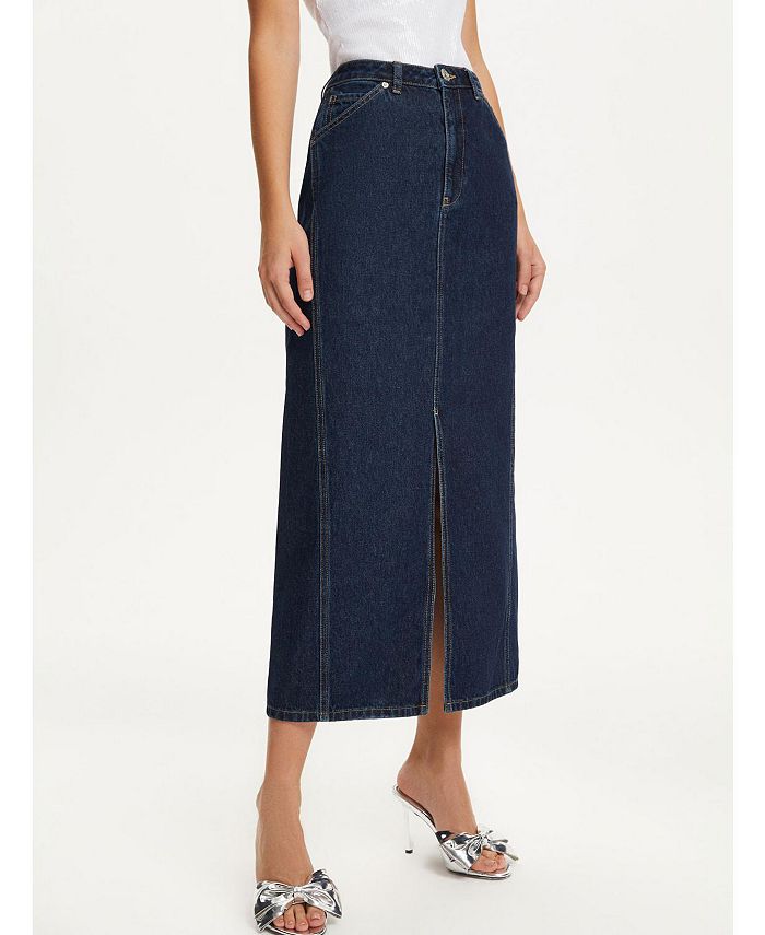 NOCTURNE Women's Midi Denim Skirt - Macy's