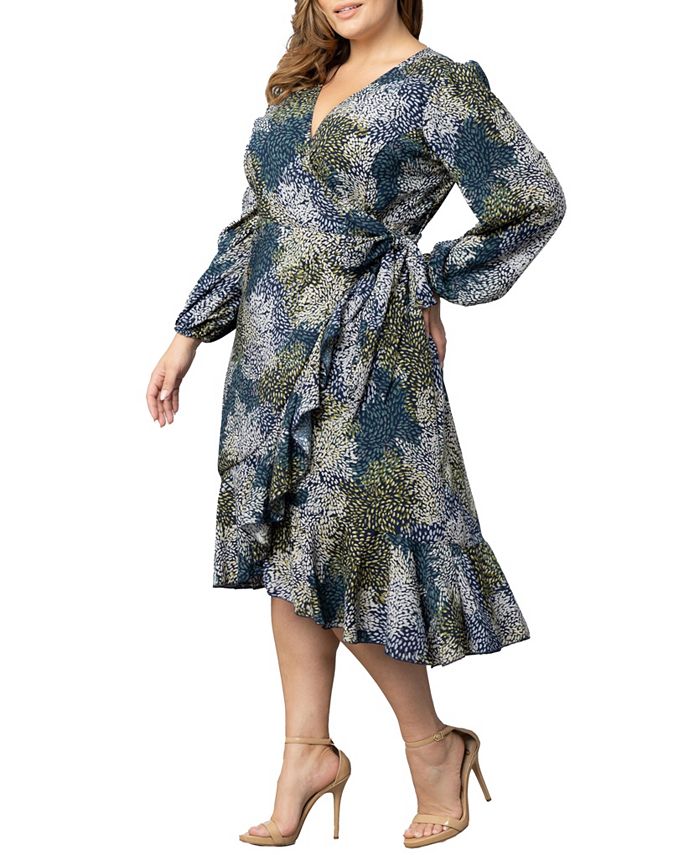 Kiyonna Women's Plus Size Julia Long Sleeve Wrap Dress - Macy's