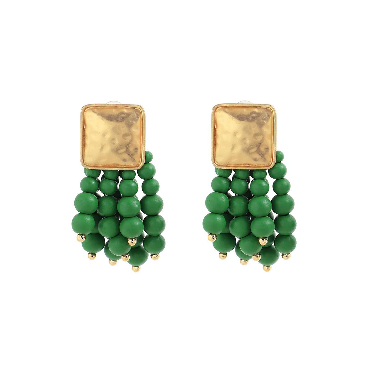 Women's Green Beaded Cluster Drop Earrings - Green