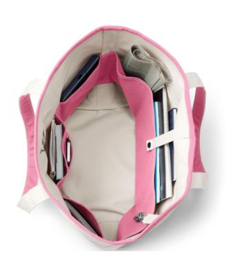 Large 5 Pocket Open Top Long Handle Canvas Tote Bag