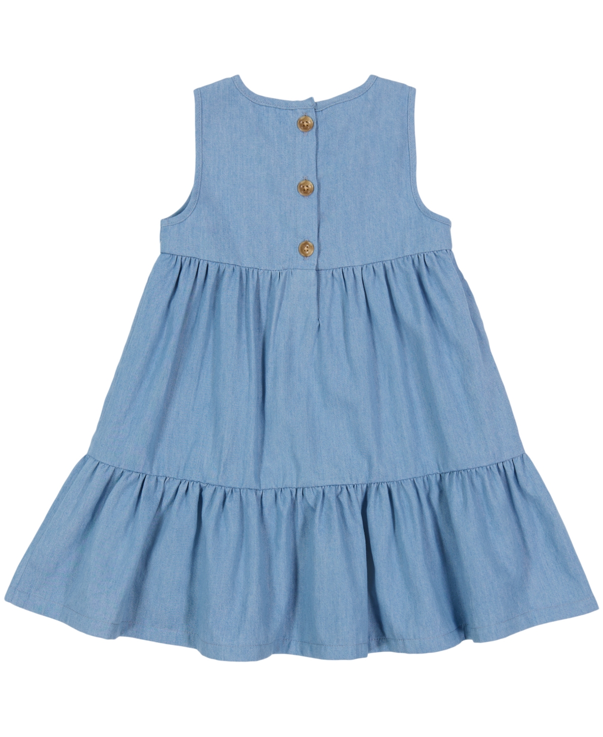 Calvin Klein Little Girls Sleeveless Chambray Ruffle Hem Dress