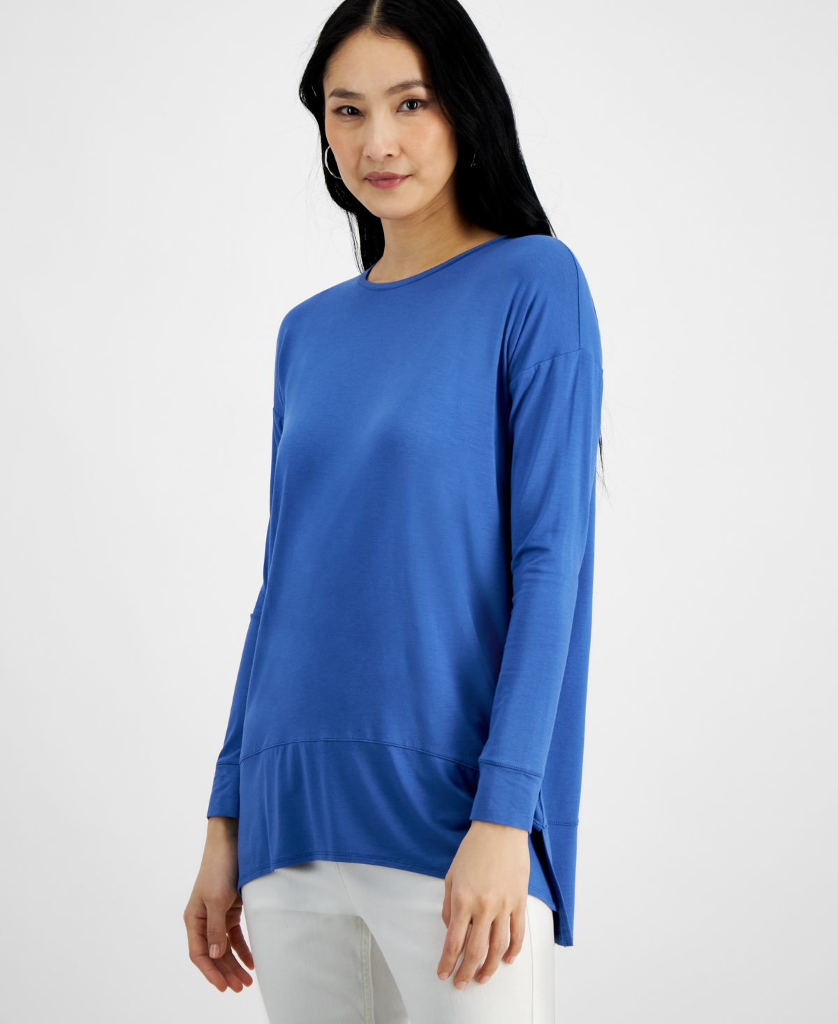 Inc International Concepts Women's Side-vent Tunic, Created For Macy's In Deep Cornflower