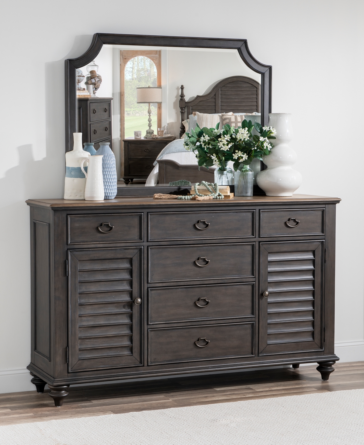 Shop Macy's Mandeville Louvered Dresser In Brown