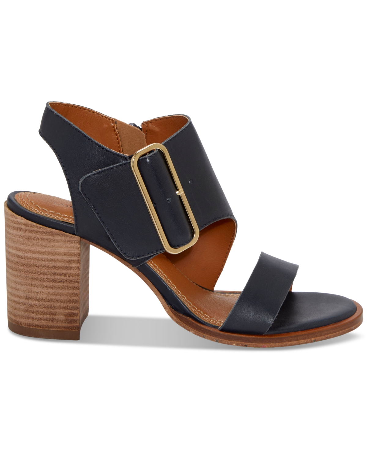 Shop Lucky Brand Women's Darnah Cutout Block-heel City Sandals In Jean Navy Leather