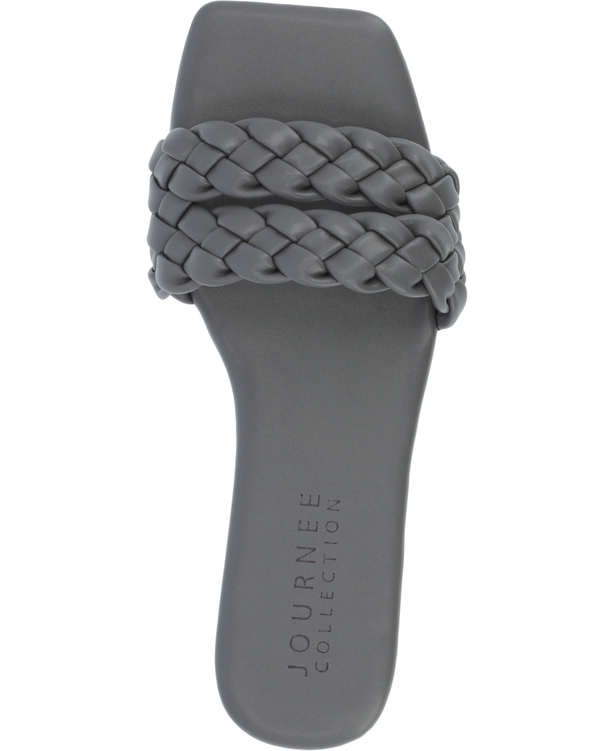 Journee Collection Women's Sawyerr Wide Width Braided Square Toe Sandals In Gray