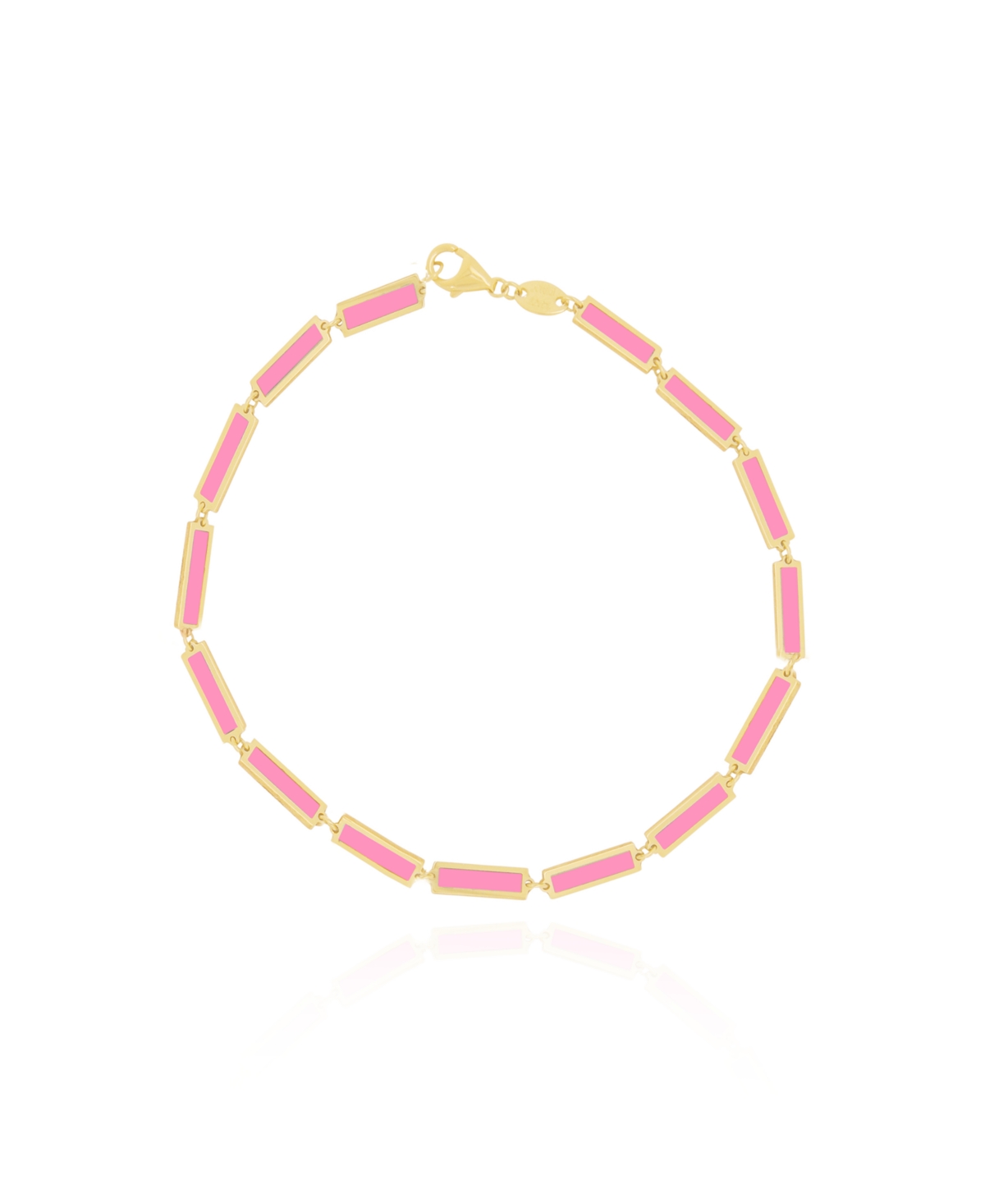 Bubblegum Pink Bar Bracelet 14K Gold - Pink