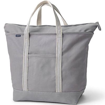 Extra Large Solid Color 5 Pocket Zip Top Canvas Tote Bag