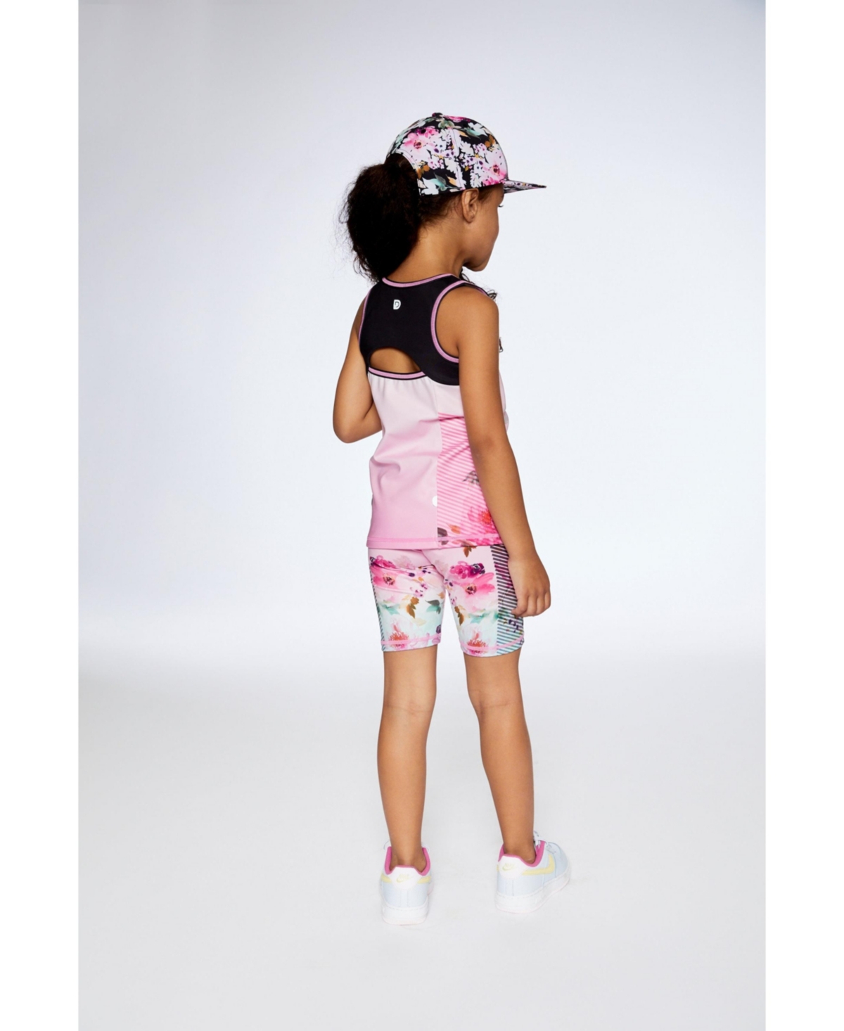 Girl Athletic Tank- Child - Gradient pink printed big flowers