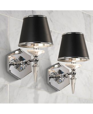 Metro Heights Wall Sconce Pair - Platinum Silver Modern Candle Holders For Living Room & Bedroom