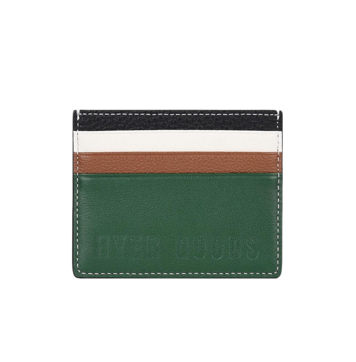 HYER GOODS UPCYCLED LEATHER CARD WALLET GREEN COLOR BLOCK