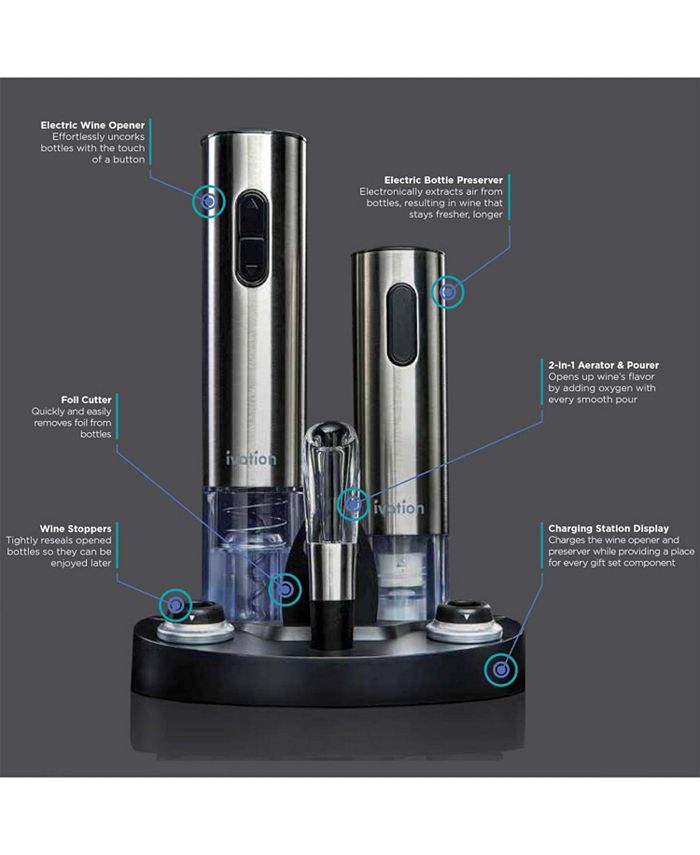 Ivation 7Piece Wine Set, Electric Wine Opener, Wine Aerator & More