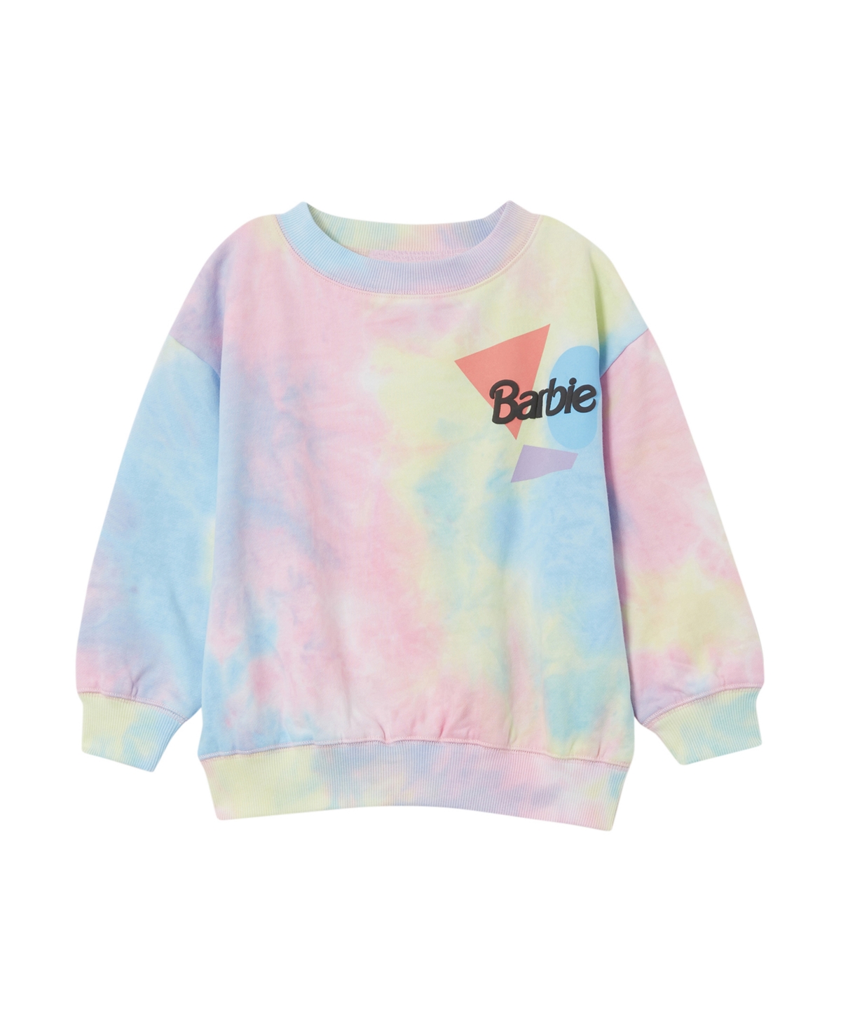 Cotton On Kids' Little Girls Barbie Dusty Fleece Crew Neck Sweatshirt In Barbie Group,tie Dye
