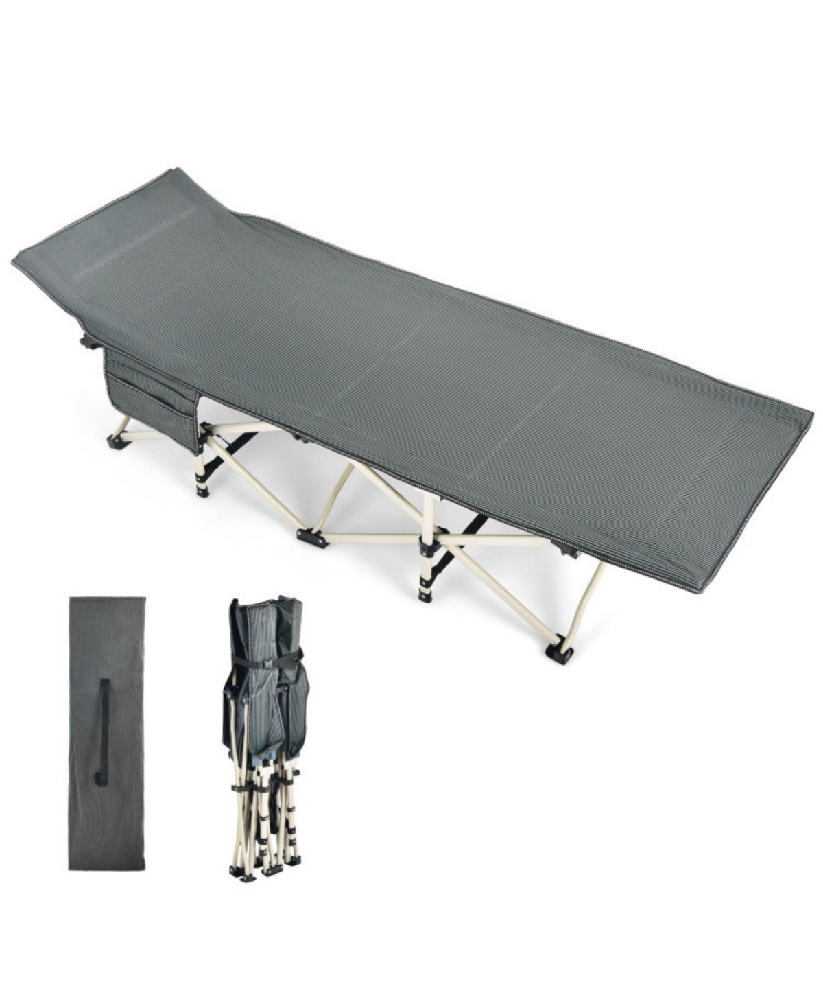 28.5 Inch Extra Wide Sleeping Cot for Adults with Carry Bag - Grey