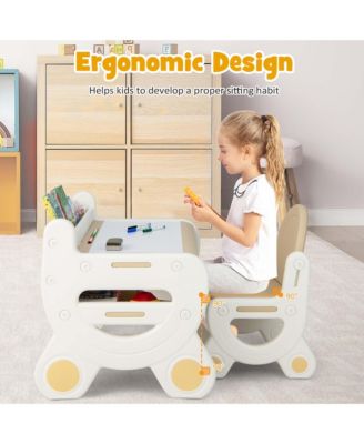 Kids Drawing Table & Chair Set for Reading Playing with Pens & Blackboard Eraser