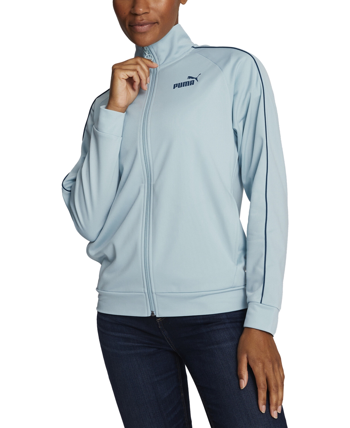 Shop Puma Women's Piping Track Jacket In Turquoise Surf