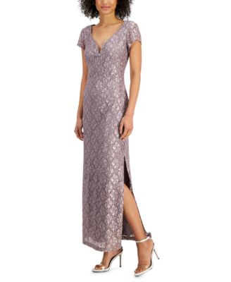 purple grey maxi dress A-line Maxi Metallic Formal Dress COCOMELODY CS0648, Pale Pink main image 1