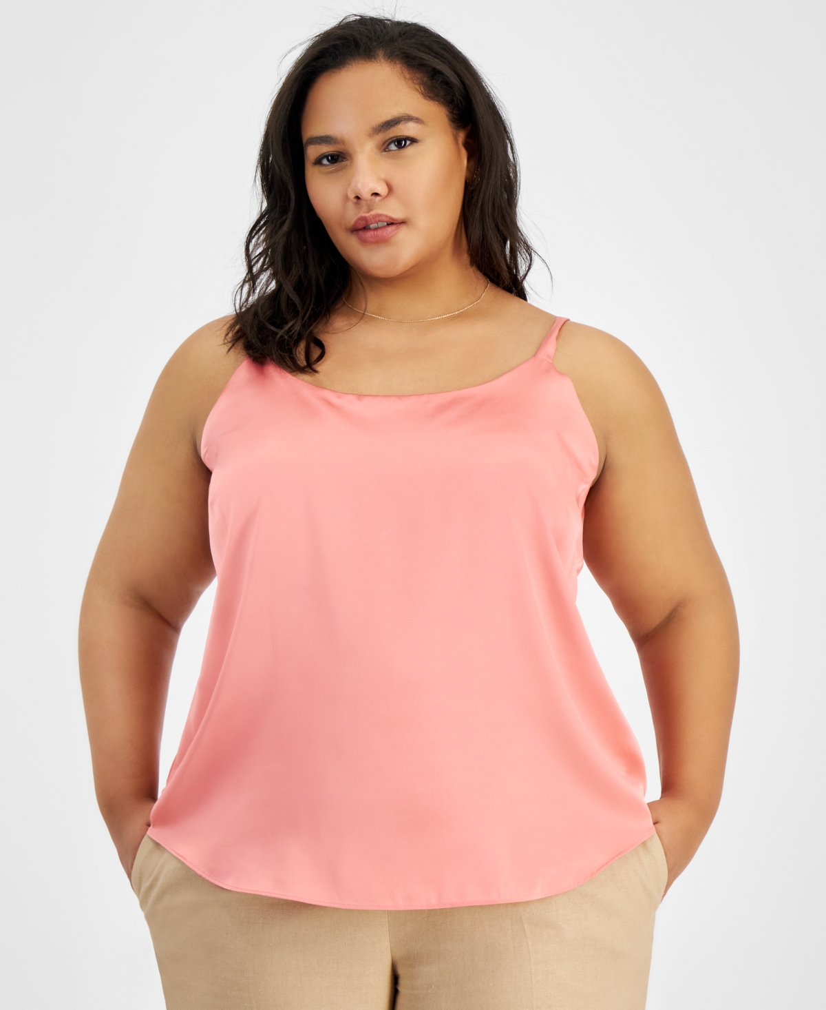 Shop Bar Iii Plus Size Camisole Top, Created For Macy's In Coral Rose