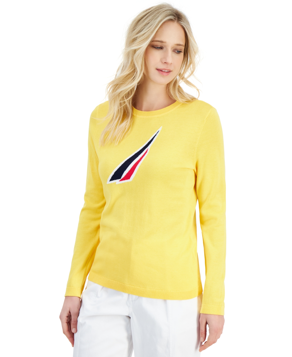 Nautica Women's J Class Crewneck Sweater In Yellow
