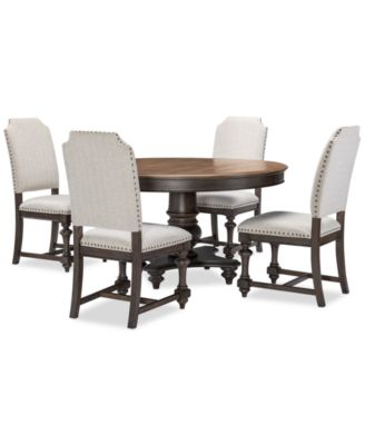 Mandeville 5 Pc. Dining Set (Round Table & 4 Upholstered Chairs)
