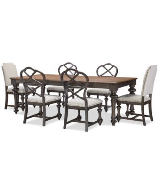 Mandeville 7 Piece Dining Set (Rectangular Table, 4 X-Back Chairs & 2 Upholstered Chairs)