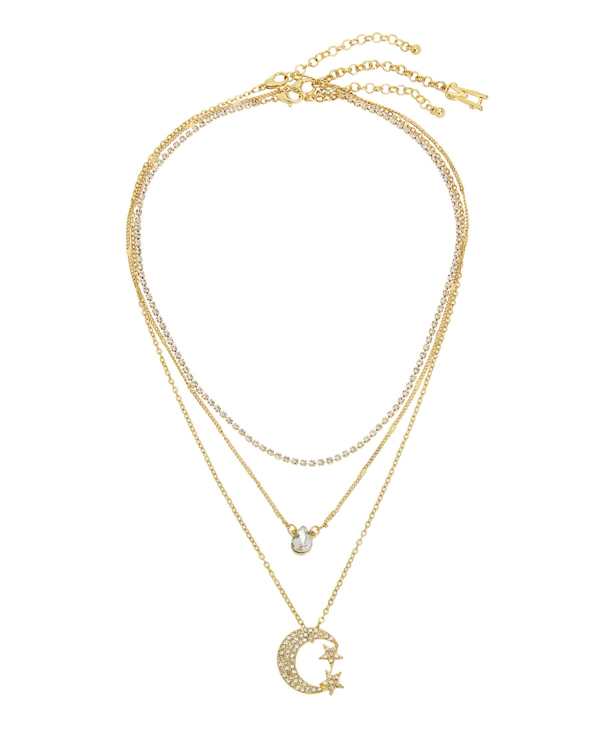 Steve Madden Faux Stone Celestial Moon Necklace Set In Crystal,gold