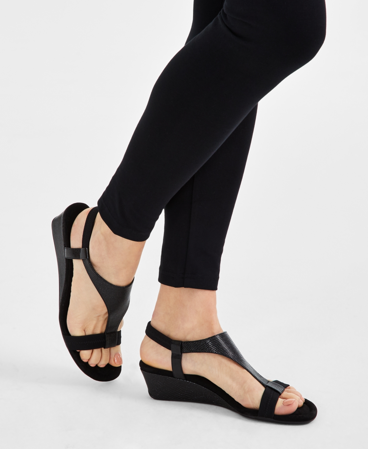 Style Co Women s Step N Flex Vacanzaa Wedge Sandals Created For Macy s In Black Lizard ModeSens