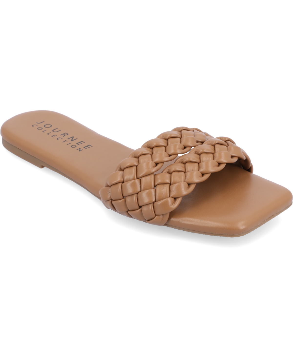Shop Journee Collection Women's Sawyerr Tru Comfort Foam Wide Width Dual Braided Band Slide Sandals In Brown