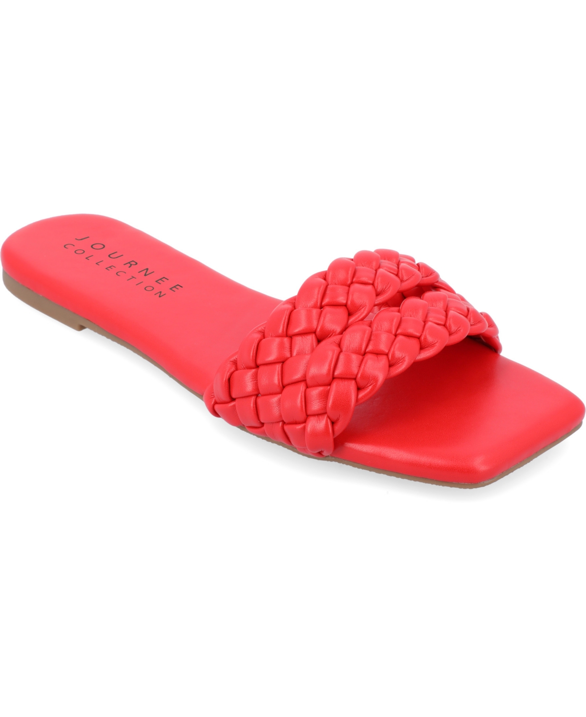 Shop Journee Collection Women's Sawyerr Tru Comfort Foam Wide Width Dual Braided Band Slide Sandals In Red