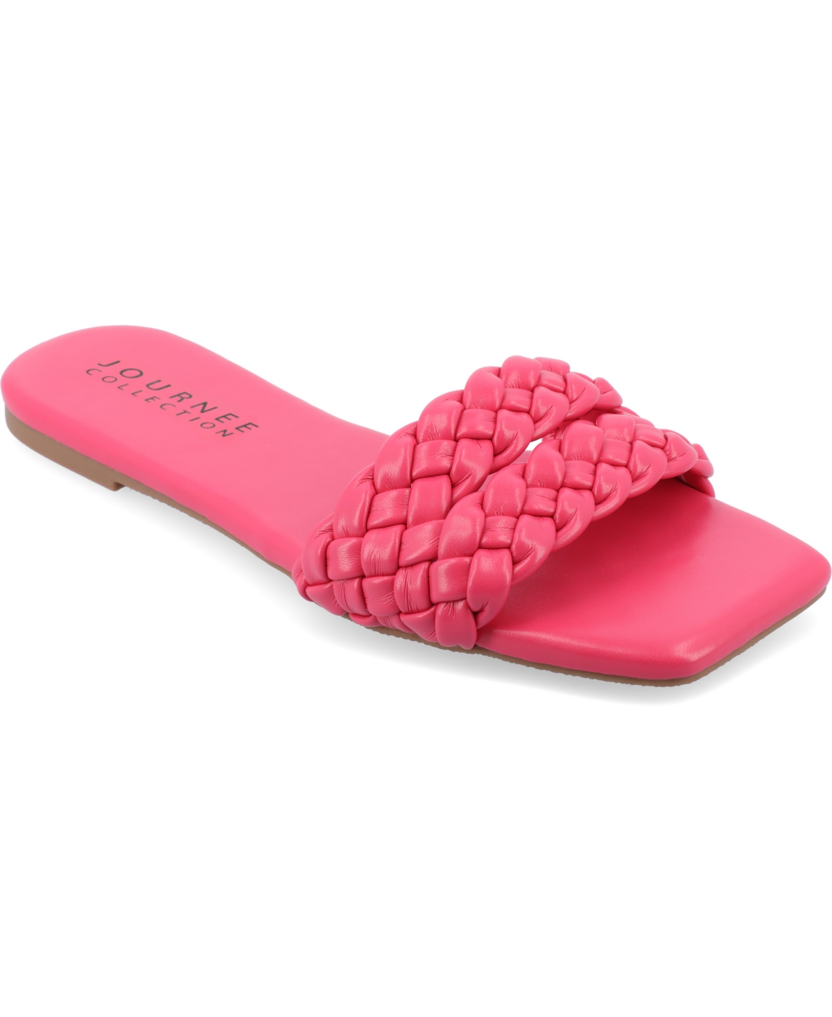 Shop Journee Collection Women's Sawyerr Tru Comfort Foam Wide Width Dual Braided Band Slide Sandals In Pink