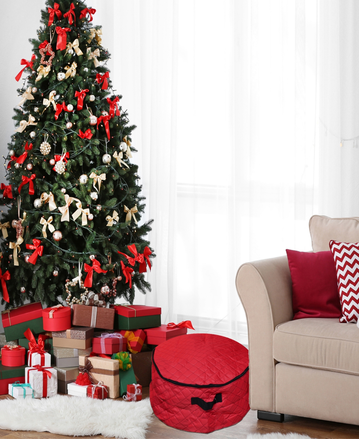 Northlight 1 Quilted Zip Up Christmas Garland and Wreath Storage Bag