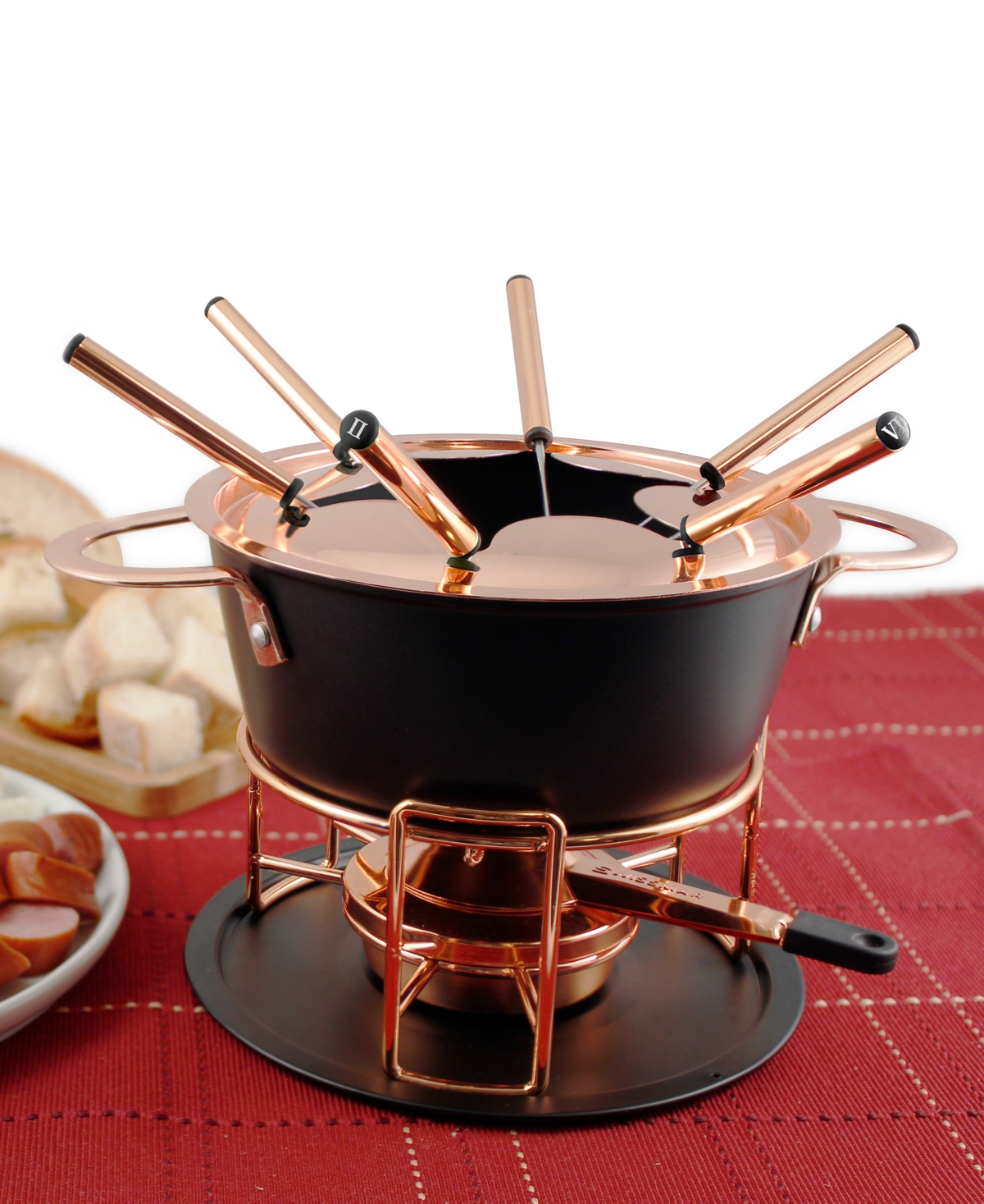 Shop Swissmar Real 11 Piece Cast Aluminum Fondue Set In Black,copper