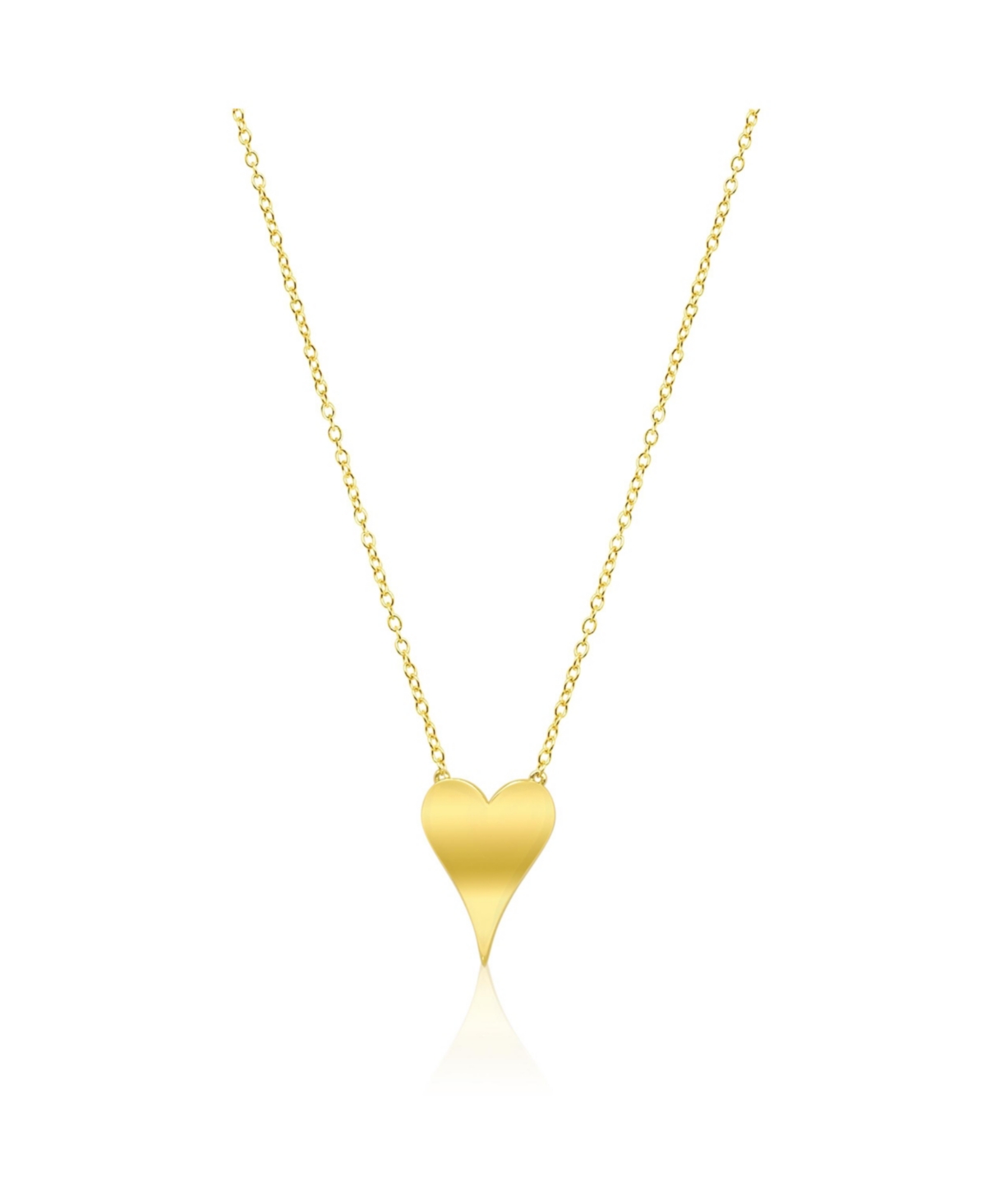 Yellow Gold Tone Elongated Heart Necklace - Yellow