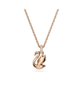 Swan, Small, Black, Rose Gold-Tone Iconic Swan Pendant Necklace