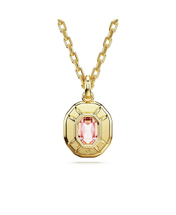 Swarovski Octagon Cut, Pink, Gold-Tone Imber Pendant Necklace - Macy's