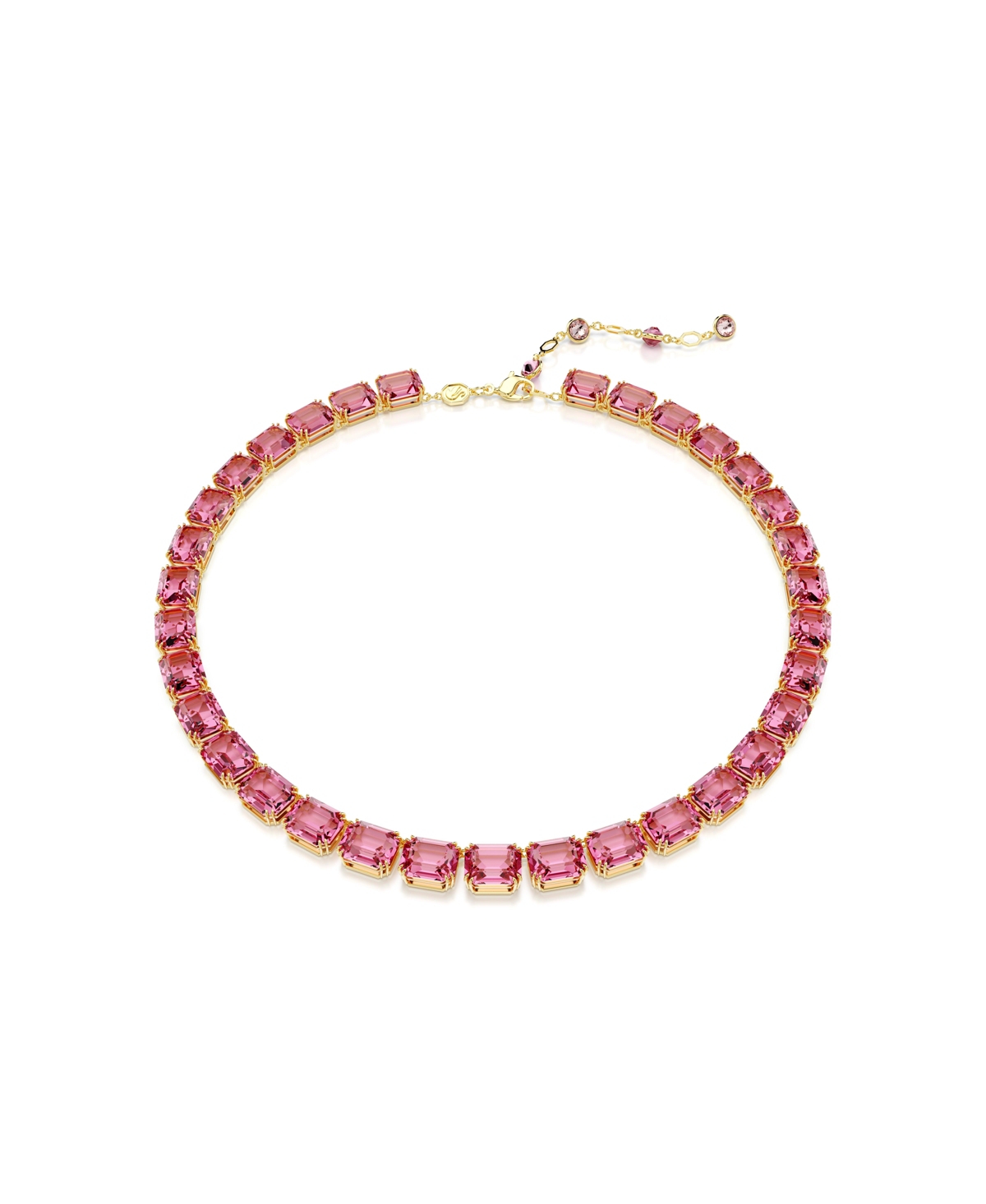 Octagon Cut, Pink, Gold-Tone Millennia Necklace - Pink