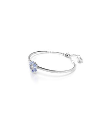Flower, Blue, Rhodium Plated Idyllia Bangle Bracelet
