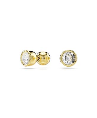 Round Cut, White, Gold-Tone Imber Stud Earrings