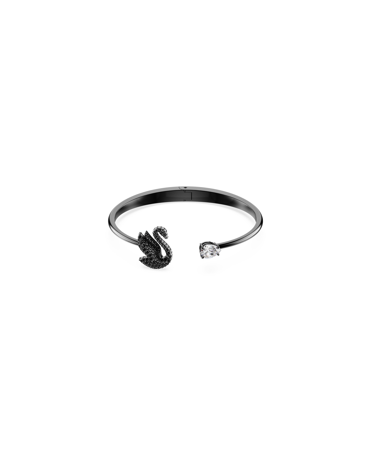 Shop Swarovski Swan, Black, Ruthenium Plated Iconic Swan Bangle Bracelet