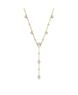 Round Cut, Scattered Design, White, Gold-Tone Imber Y Necklace