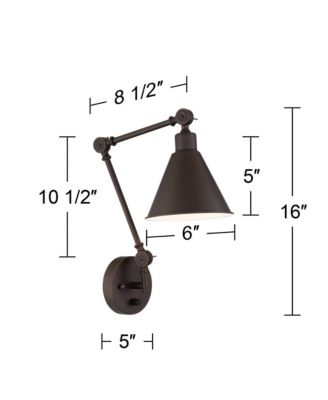 Set of 2 Dark Bronze Plug-in 6" Light Fixture Wray Modern Industrial Swing Arm Wall Lamps