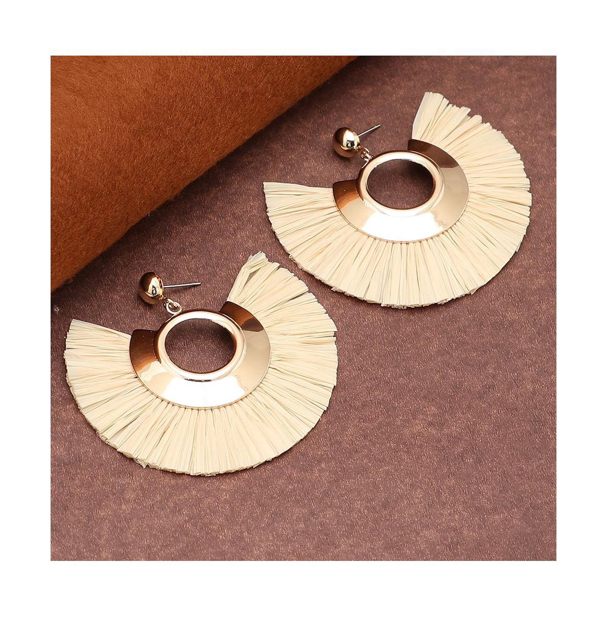 Sohi Women's White Tassel Drop Earrings
