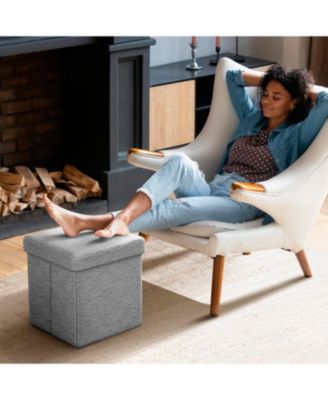 1-Pc Teddy Fabric Upholstered – Ottoman