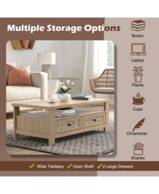 3-tier Coffee Table with 2 Drawers